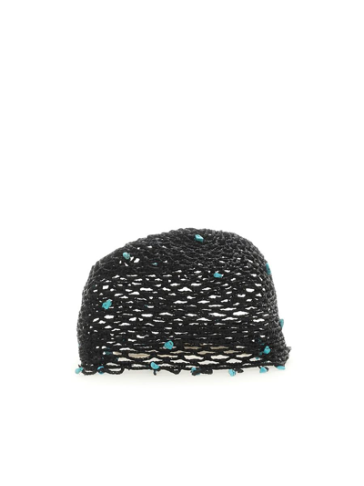 Made For A Woman Beaded Macrame Bucket Hat In Black
