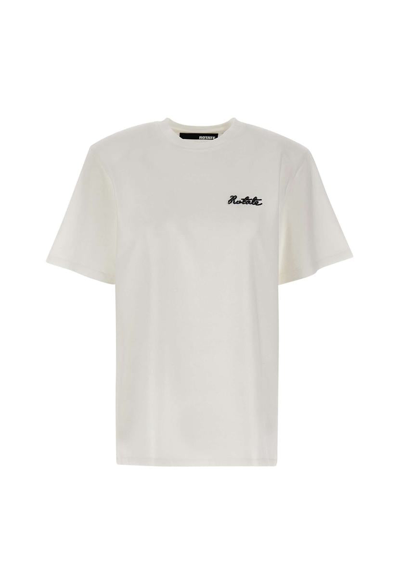 Rotate Birger Christensen Sequin Logo-detail Organic Cotton T-shirt In White