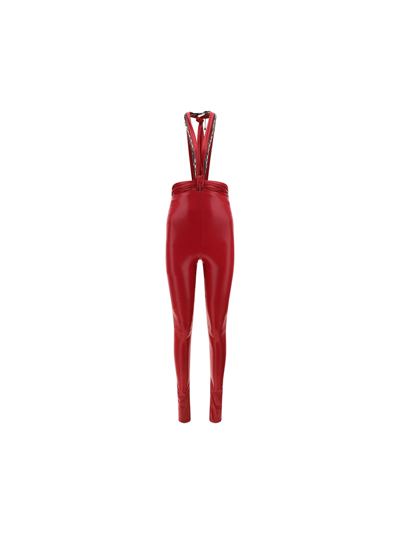 Attico Ruby Chain-trimmed Leggings In Wine Red