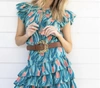 Allison New York Chloe Top In Green/peach In Multi
