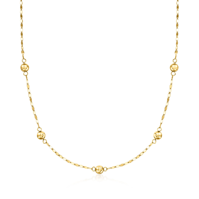 Ross-simons Italian 14kt Yellow Gold Bead Station Lumachina-chain Necklace
