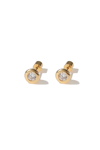 Classicharms Aurora Gold Bezel Set White Clear Solitaire Stud Earrings In White