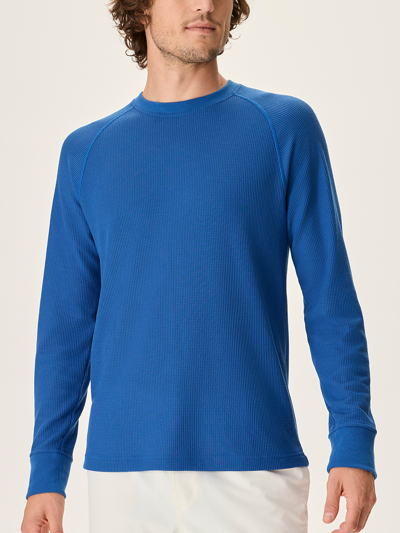 Outdoor Voices Men's Waffle-knit Crewneck Sweatshirt In New Blue