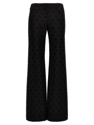 Alberta Ferretti Monogrammed Flared Trousers In Black