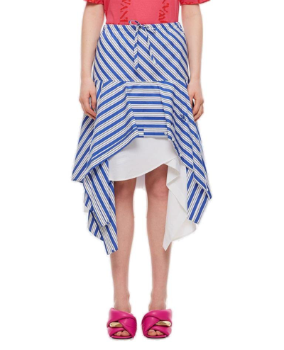 Jw Anderson Layered Asymmetric Striped Skirt In Blue