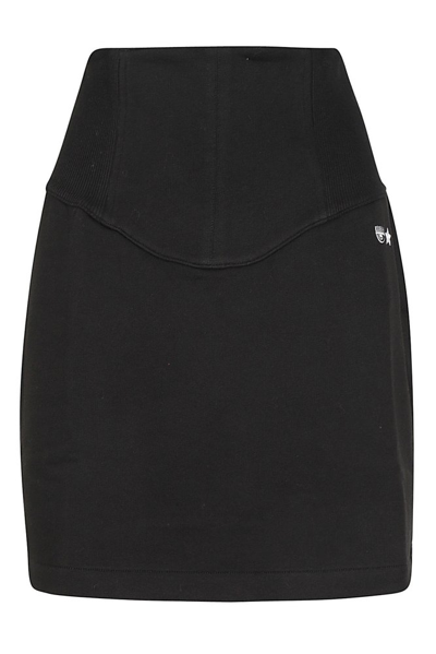 Chiara Ferragni Eye Star Embroidered Skirt In Black