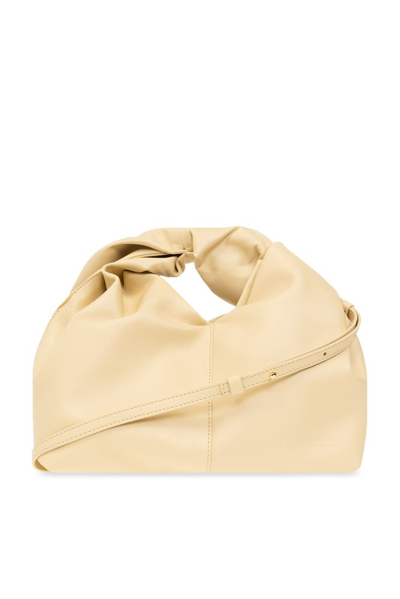 Jw Anderson Twister Leather Hobo Bag In Yellow