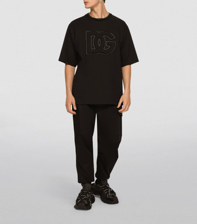 Dolce & Gabbana Cotton Cargo Pants With Branded Tag In Black