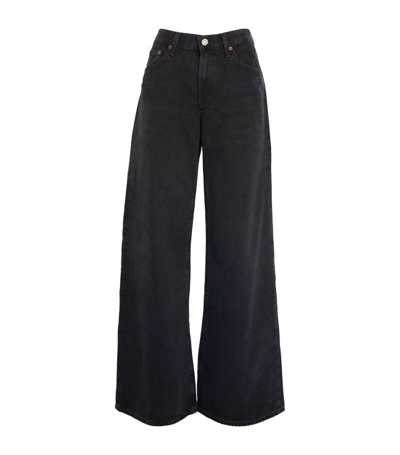 Agolde Clara Organic-cotton Wide-leg Jeans In Black