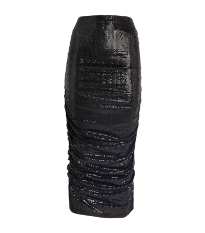 L Agence Women's Otis Sequined Ruched Pencil Skirt In Black