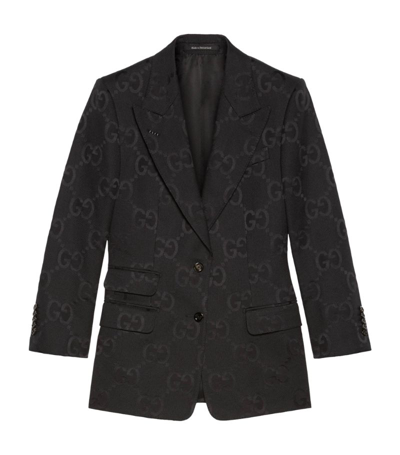 Gucci Light Gg Canvas Single-breasted Jacket In Black
