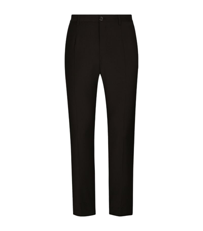 Dolce & Gabbana Contrasting Trim Tailored Trousers In Black
