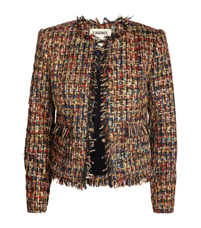 L Agence Tweed Angelina Blazer In Brown