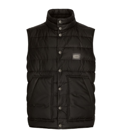 Dolce & Gabbana Logo-plaque Padded Gilet In Black