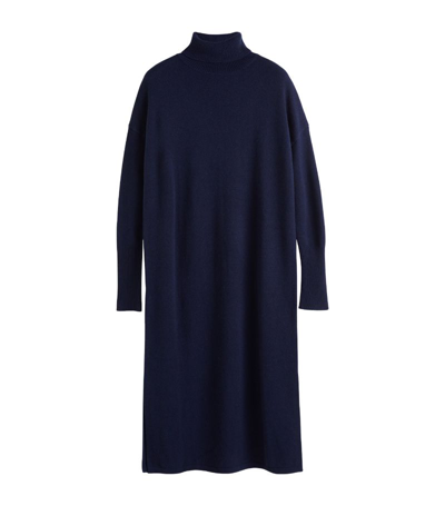 Chinti & Parker Wool-cashmere Rollneck Jumper Dress In Blue