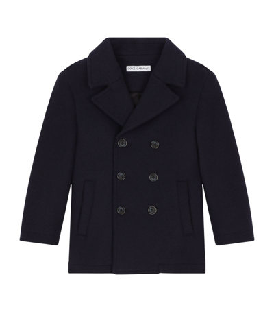 Dolce & Gabbana Kids Virgin Wool-blend Pea Coat (2-6 Years) In Multi