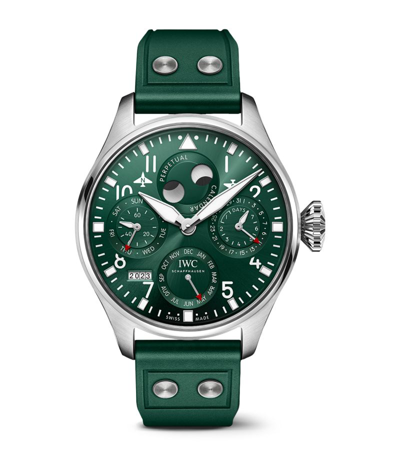 Iwc Schaffhausen Stainless Steel Big Pilot's Perpetual Calendar Automatic Watch 46mm In Green