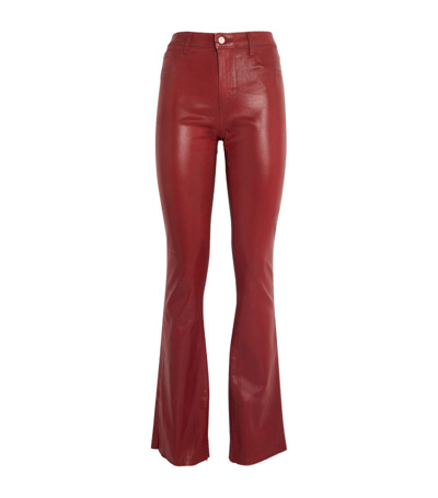 L Agence Ruth Coated Cotton-blend Slim-leg Trousers In Dark Bordeaux Coated