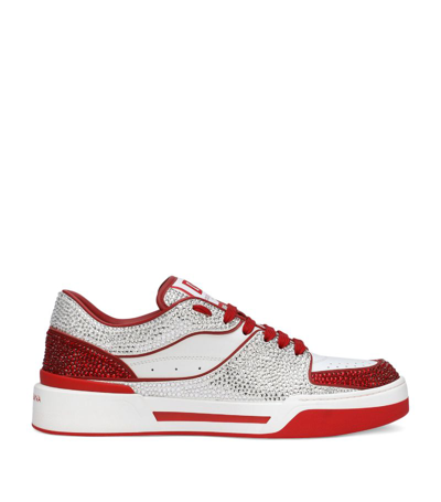 Dolce & Gabbana New Roma Rhinestone-embellished Sneakers In Red