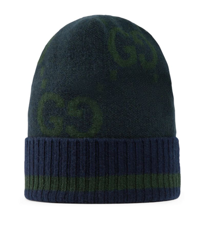 Gucci Cashmere Gg Beanie In Blue