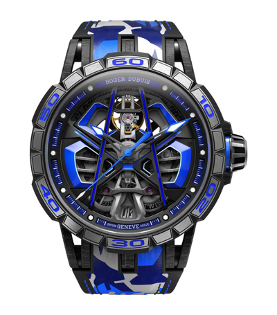 Roger Dubuis Carbon Excalibur Spider Huracan Sterrato Mb Watch 45mm In Blue