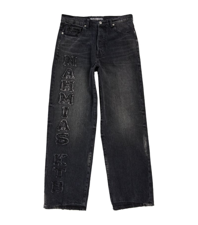 Nahmias X Kodak Black Logo-patch Wide-leg Jeans In Grey