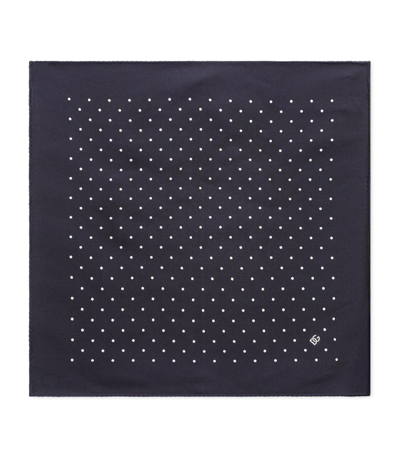 Dolce & Gabbana Polka Dot-print Silk Scarf In Blue