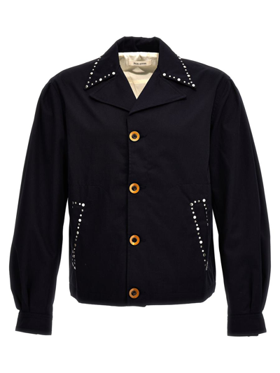 Wales Bonner Studded Cotton Jacket In Blue