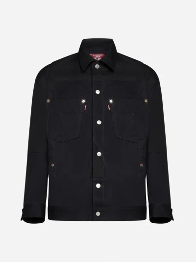 Junya Watanabe Buttoned Cotton Shirt Jacket In Black
