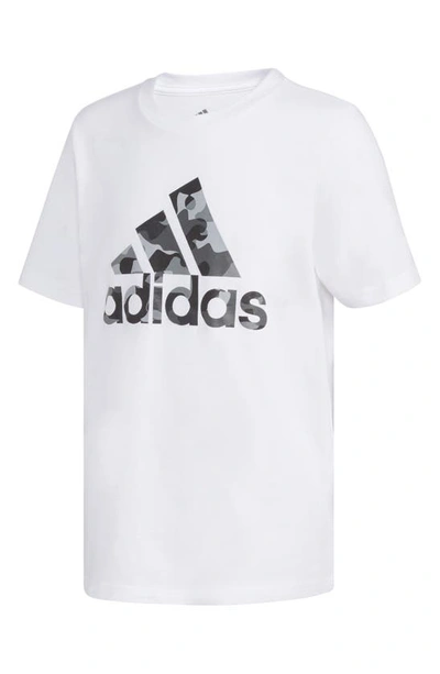Adidas Originals Kids' Camo Logo T-shirt In White