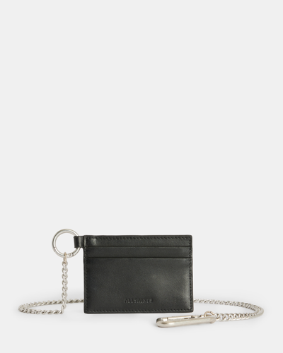 Allsaints Makoto Chain Leather Cardholder Wallet In Black