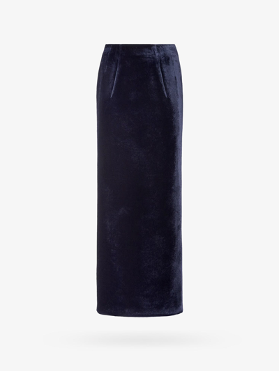 Fendi Woman Dark Blue Velvet Skirt