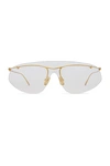 Bottega Veneta Knot Sunglasses In Shiny Gold & Clear