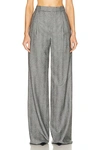 Saint Laurent Grey Pants With Pences And Belt Loops In Wool Woman In Noir Craie