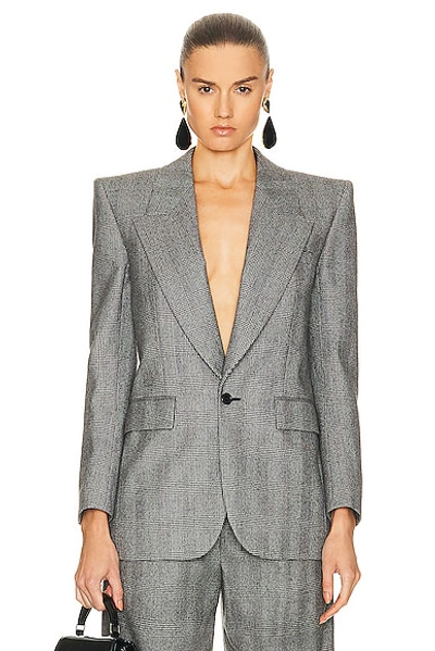 Saint Laurent Tailored Blazer In Noir Craie