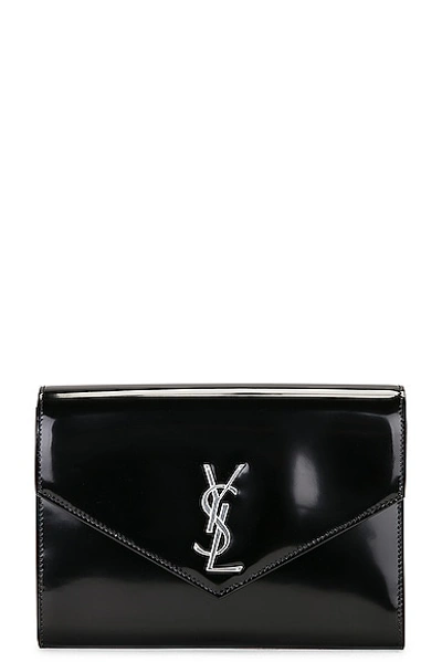 Saint Laurent Cassandre Flap Pouch In Noir