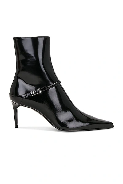 Saint Laurent Vendome 70 Patent-leather Ankle Boots In Nero