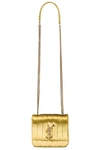 Saint Laurent Small Vicky Velvet Crossbody Bag In Anis