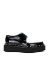 Valentino Women's Rockstud M-way Calfskin Derby Shoes With Matching Studs In Nero & Bianco