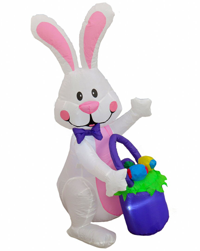 National Tree Company 48in Inflatable Waving Easter Bunny In White