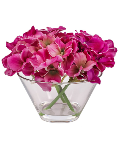 National Tree Company 8in Dark Purple Hydrangea Bouquet In Glass Vase