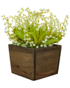 National Tree Company 10in Green Lily-of-the-valley Flowers In Wood Box In Green