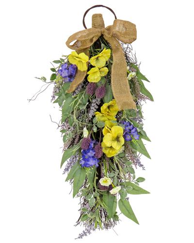 National Tree Company 26in Pansy And Lavender Swag In Yellow