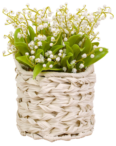 National Tree Company 11in Green Lily-of-the-valley Flowers In White Basket