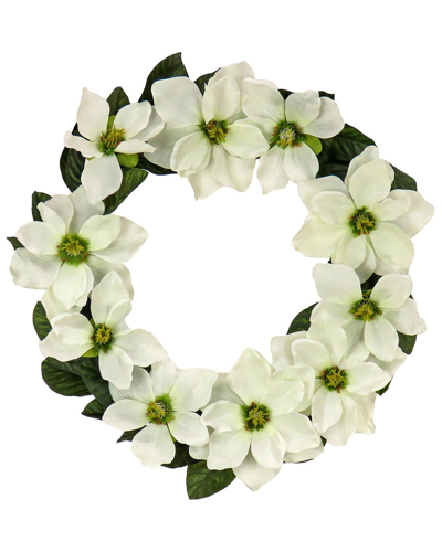National Tree Company 24in Cream Magnolia Flowers Wreath