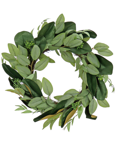 National Tree Company 22in Eucalyptus And Magnolia Leaf Wreath In Green