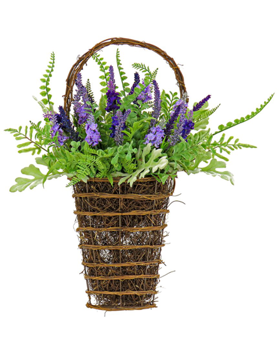 National Tree Company 20in Astilbe And Fern Wall Basket In Purple