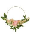 National Tree Company 18in Spring Peony And Rose Hoop Wreath In Pink