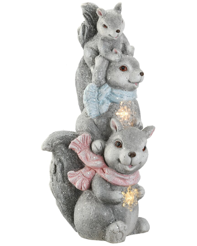 National Tree Company 19in Led Squirrel Trio Figurine In Grey