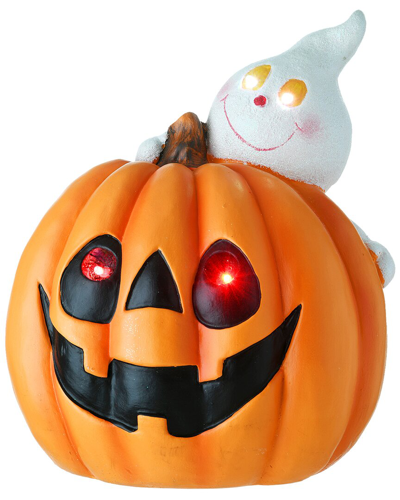 National Tree Company 12 Happy Pumpkin And Ghost With Led Light In Orange